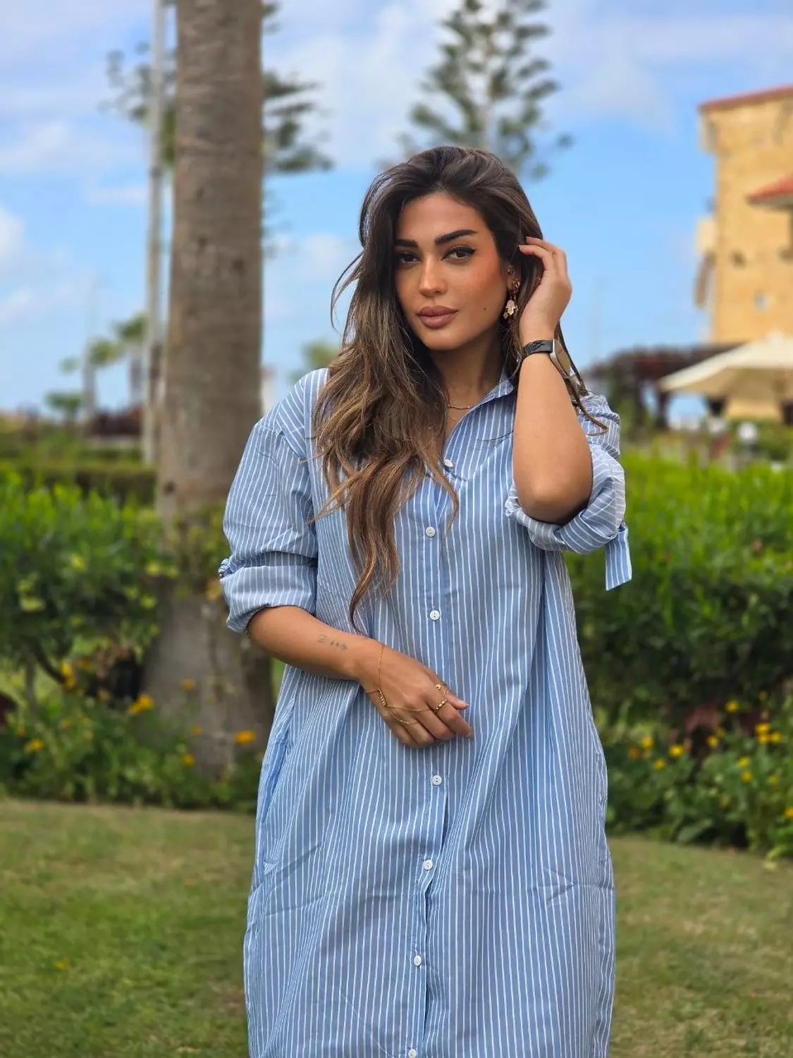 Baby blue stripped Polo chemise dress 2