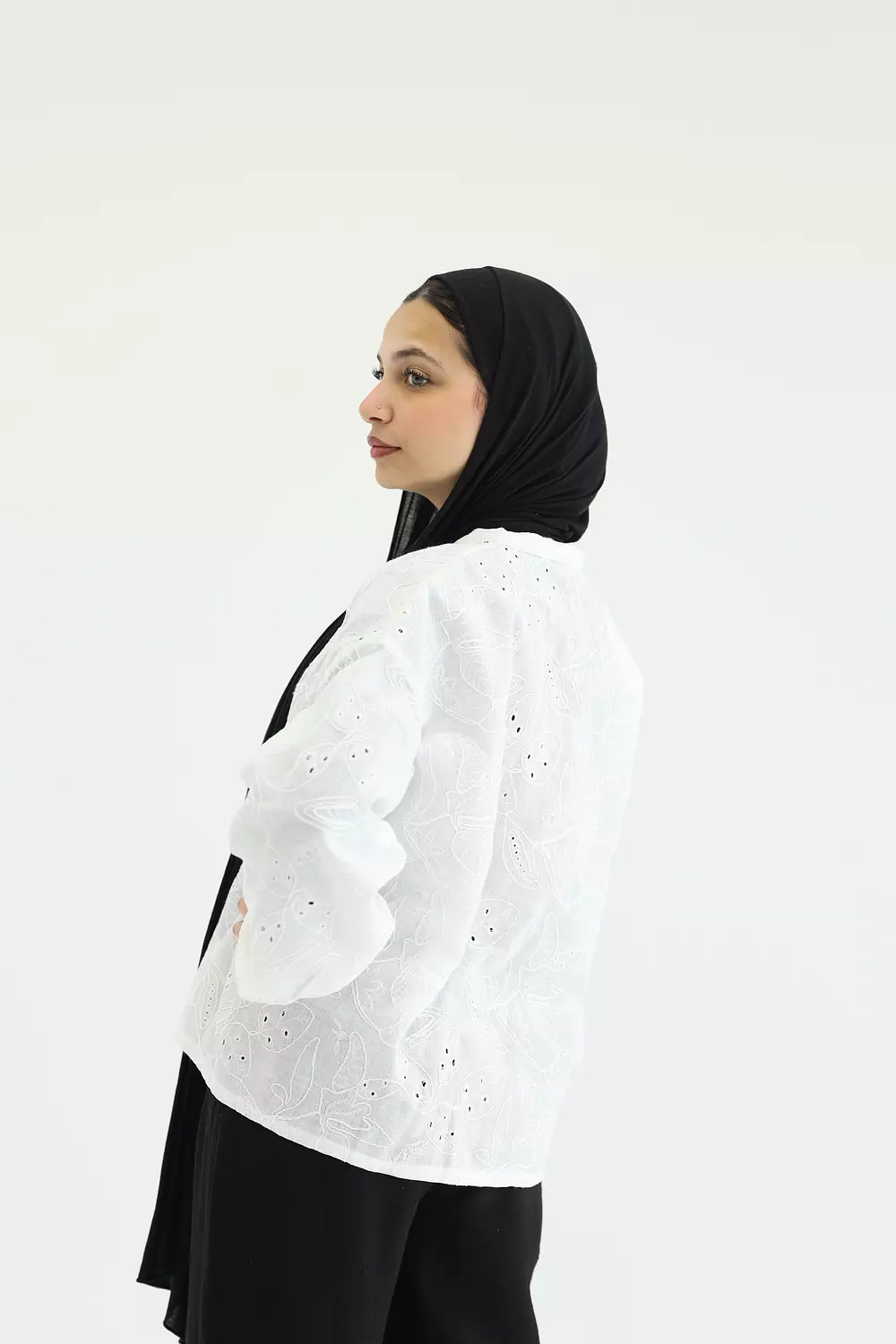 White flowered stomach cardigan 1
