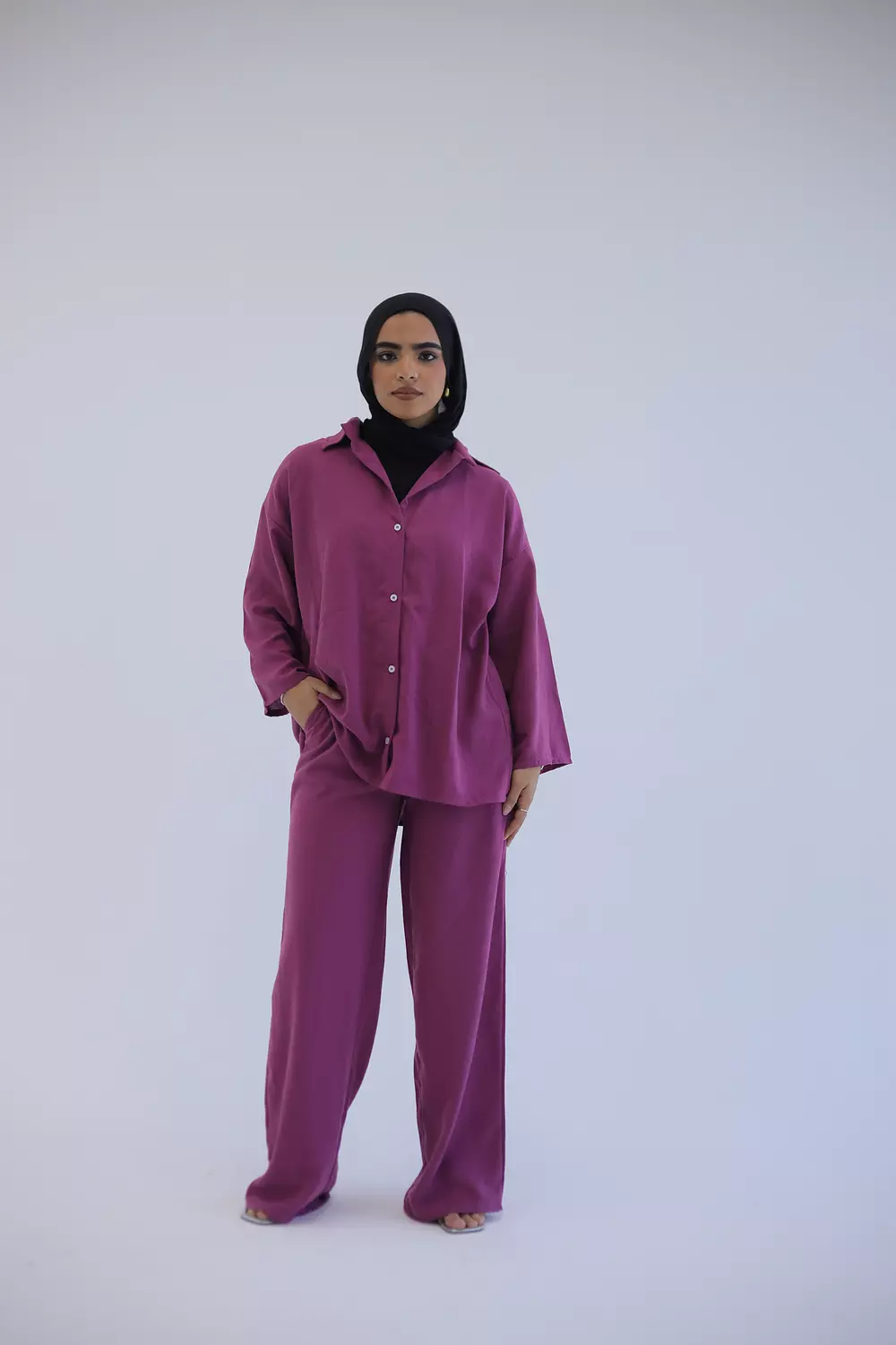 Purple linen suit 3
