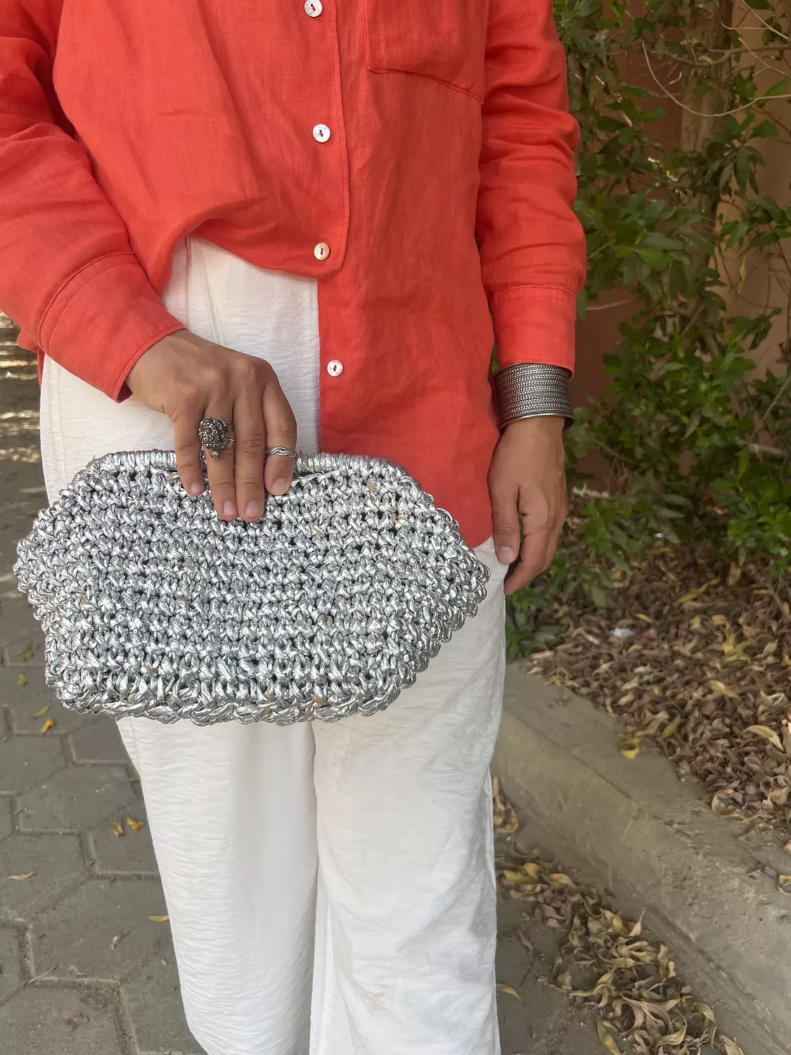 Metallic Raffia Oxidé pouch  5