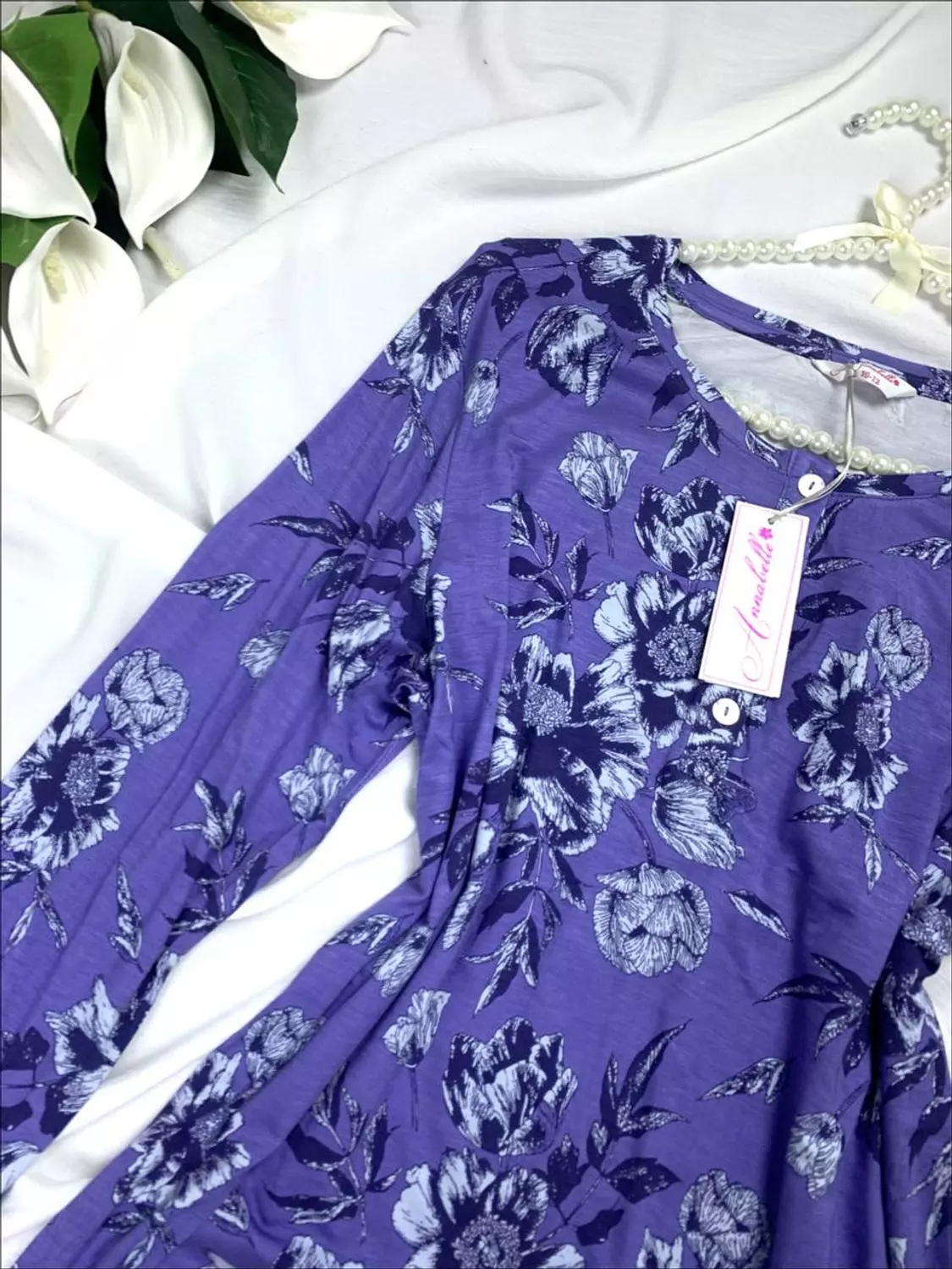 Floral cotton jersey sleeping shirt from Anabelle hover image