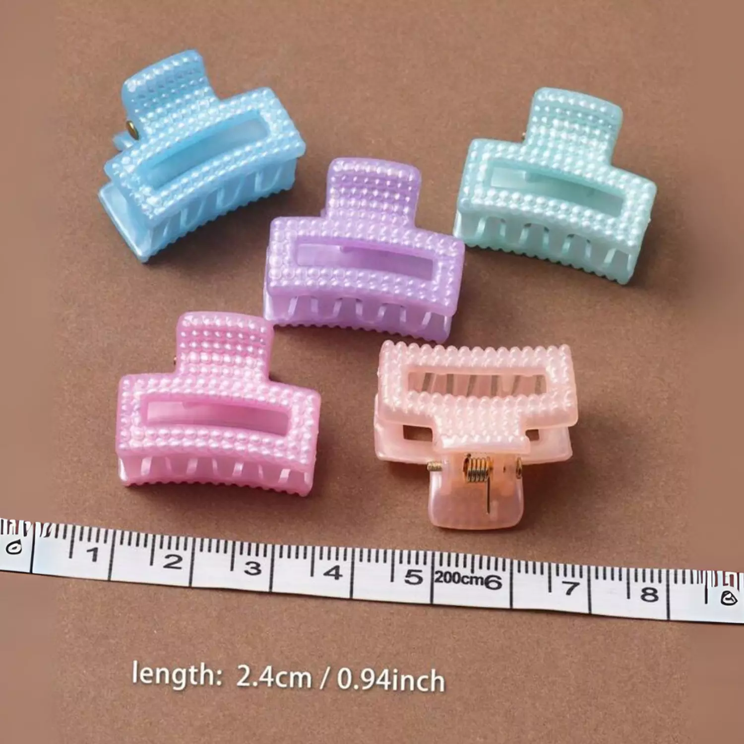6 Pc Mini Pastel Block Claw Clips Set 1
