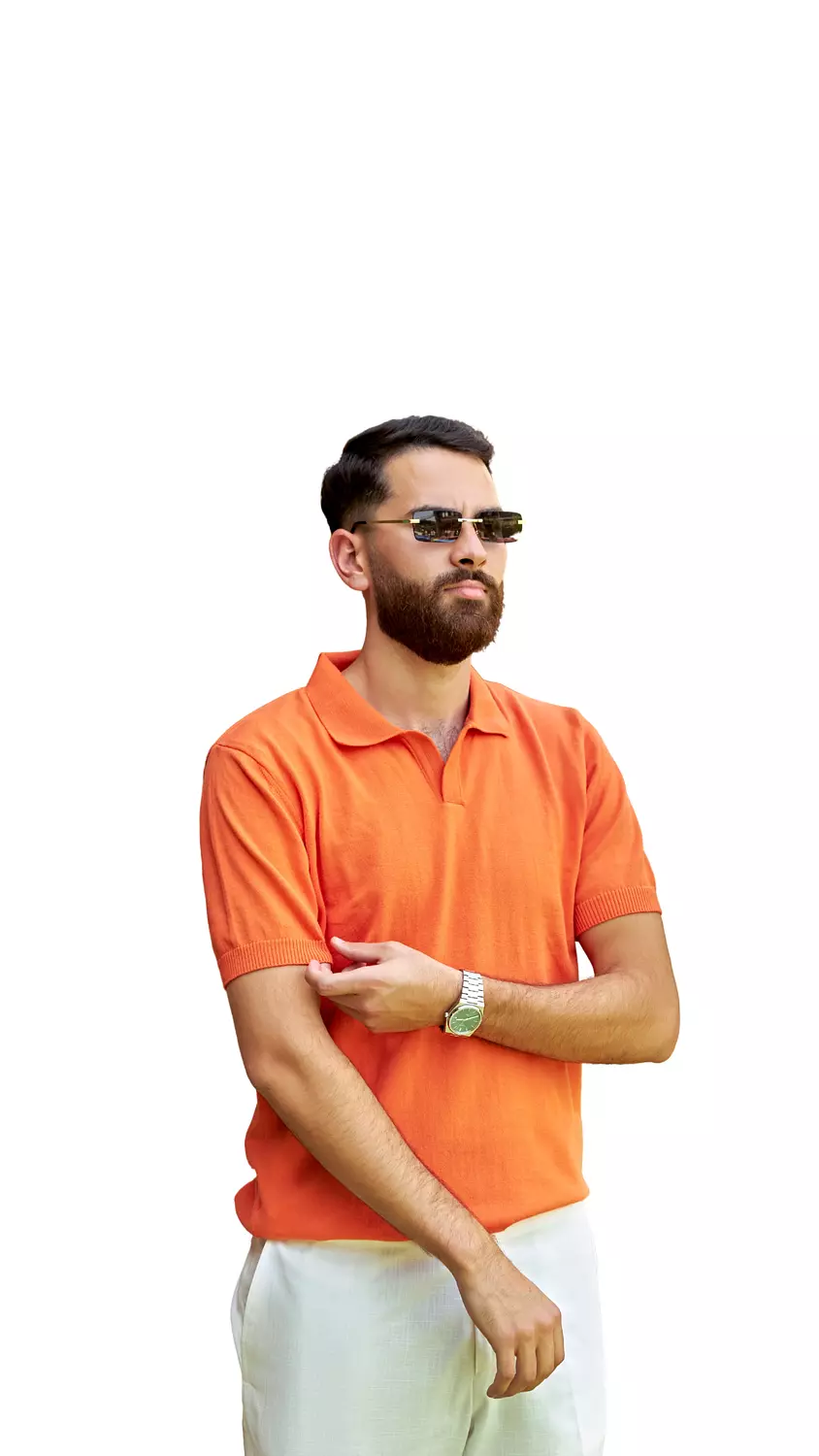 Men’s Classic Orange Textured Polo Shirt 1