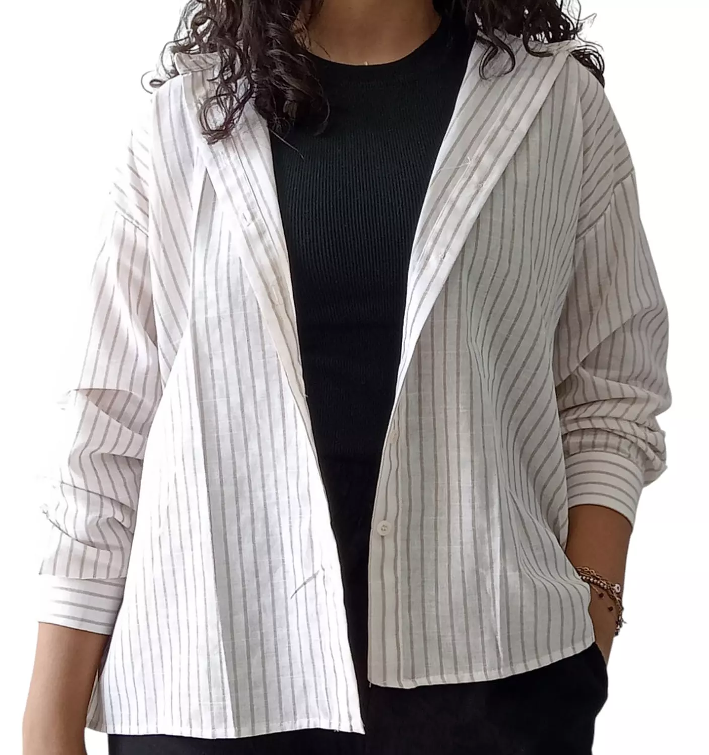 Striped Linen Shirt - Brown  2