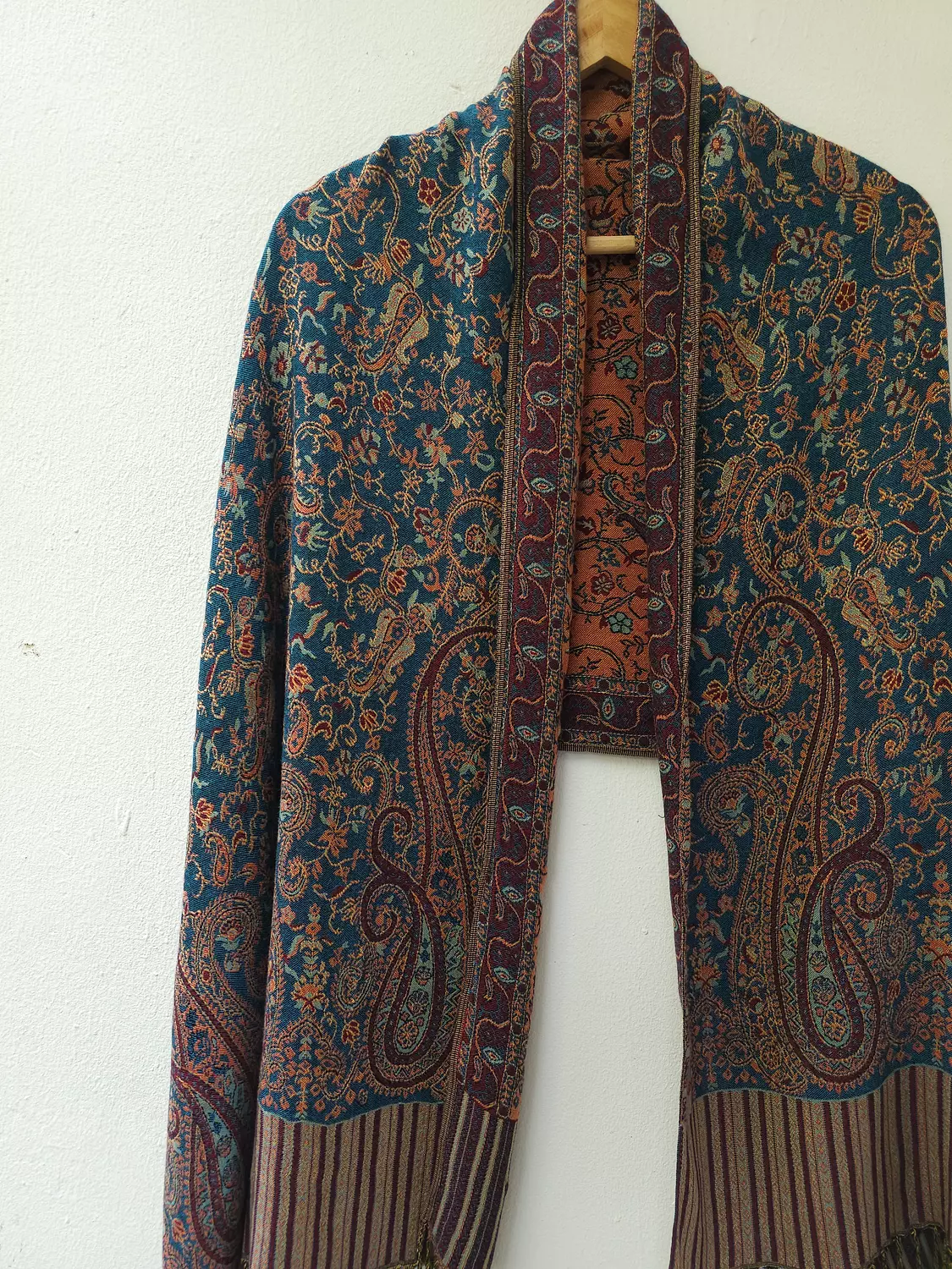 Dark blue/orange Pashmina hover image