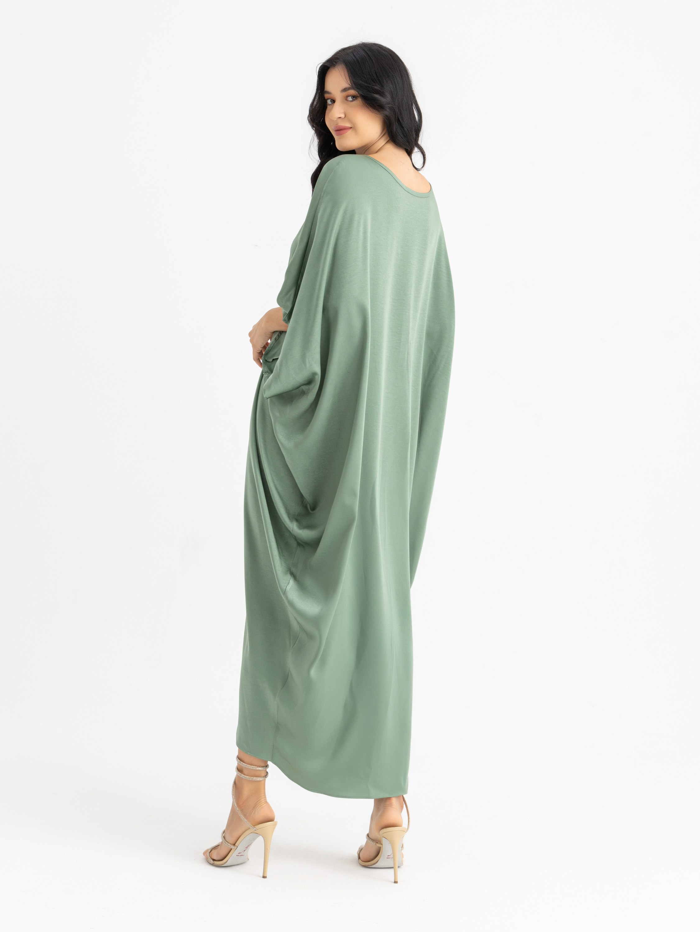 The KAMILIA gathered satin kaftan  1