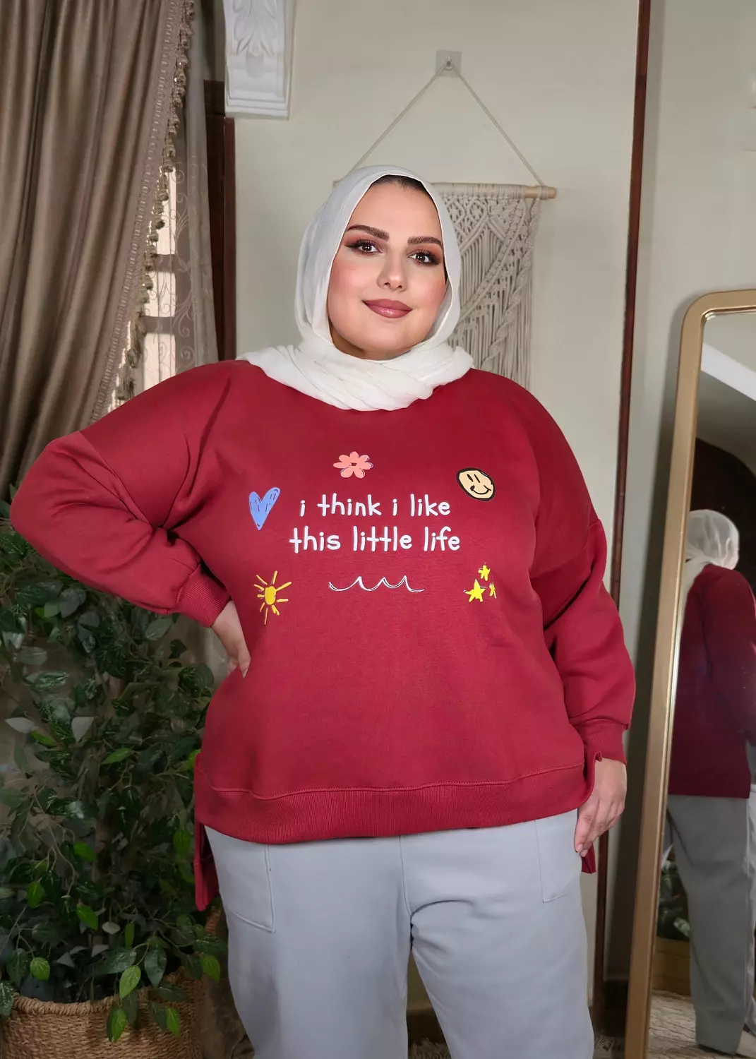 The crew neck in burgundy (little life) image