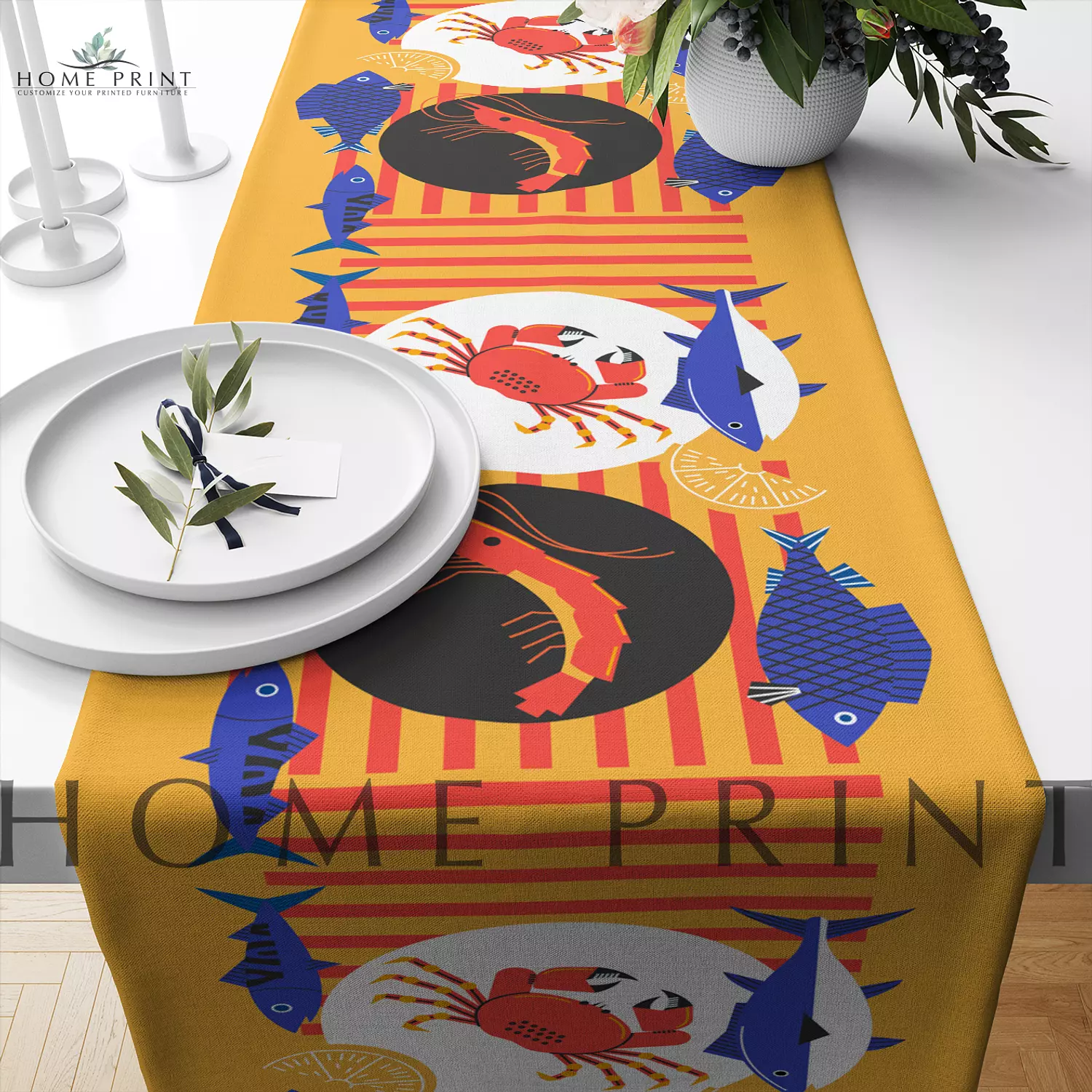 Summer Runner - Shrimp and Crab - Multi Color Design  image