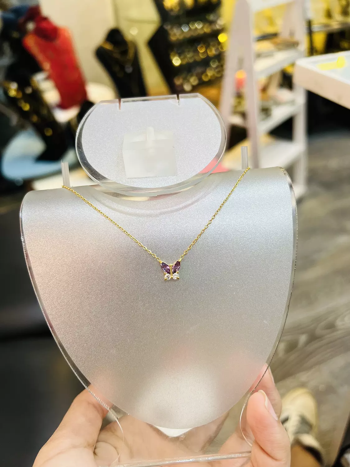 Purple gold butterfly necklace  image
