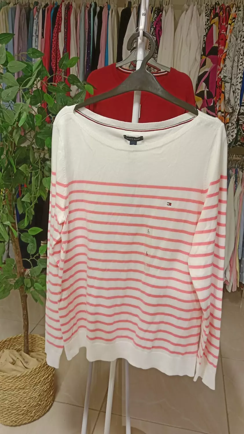 Tommy Hilfiger Striped Sweater – White & Pink image