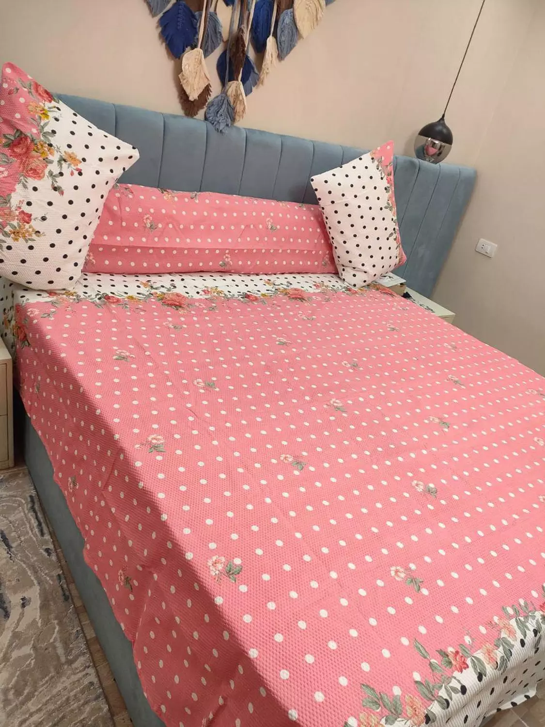 طقم ملايه كبير بيكا منقط بينك  image