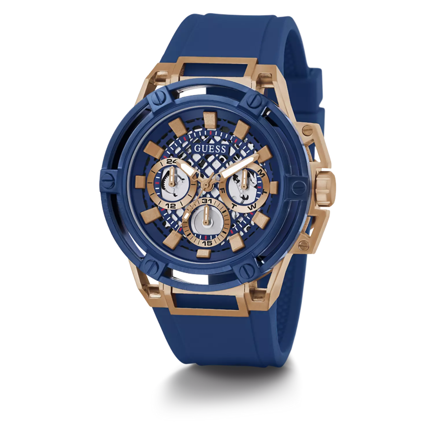 Guess GW0423G4 Watch For Gents Case Color Rose Gold Tone - Round Shape Silicone Strap 6