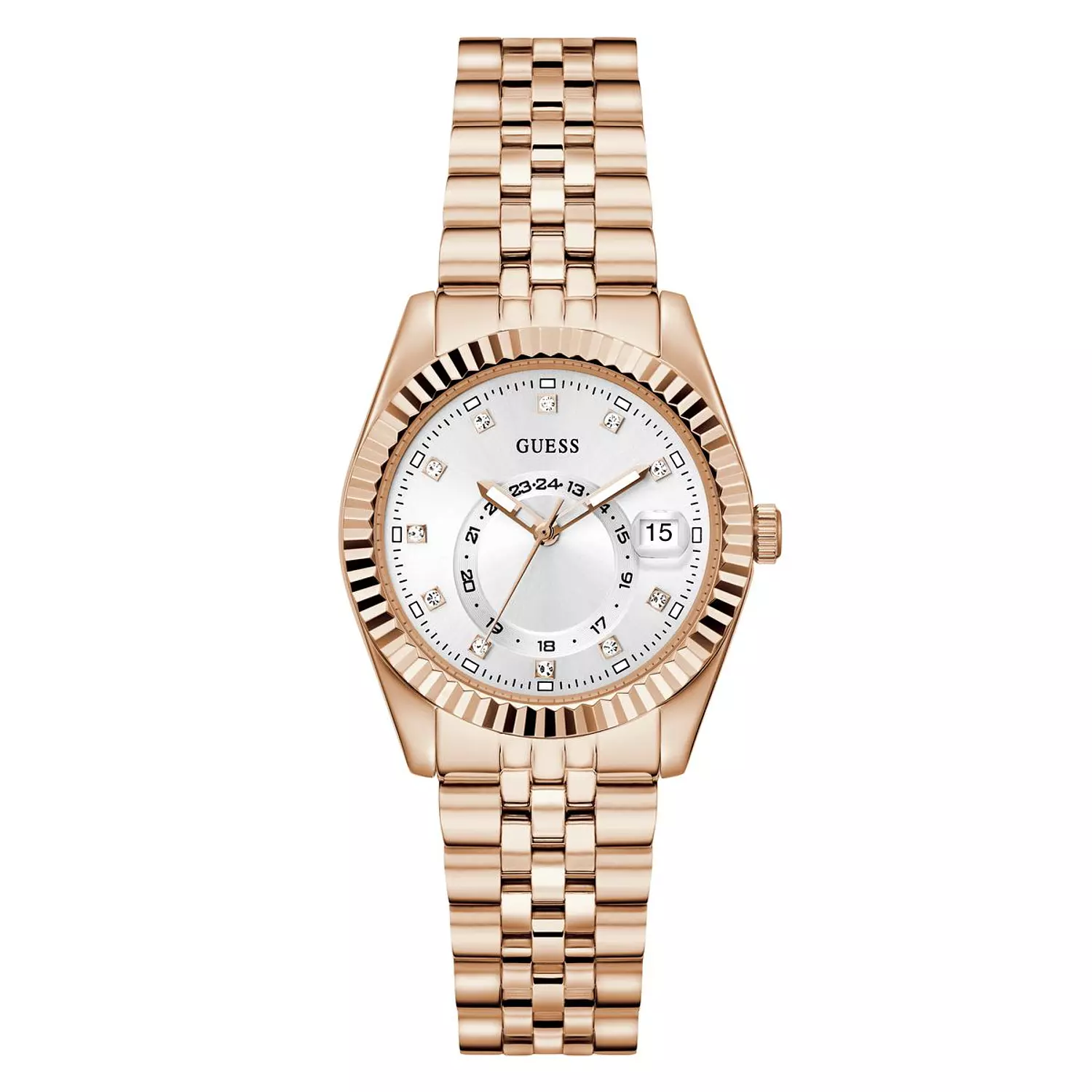 GUESS Ladies Jada Rose Gold Tone Multi-function Date Watch Rose Gold Tone Stainless Steel Bracelet GW0936L4 image