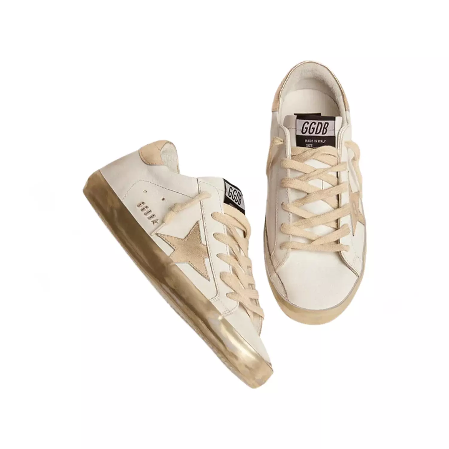 Golden Goose Super-Star with gold sparkle foxing and metal stud lettering(Women's) hover image