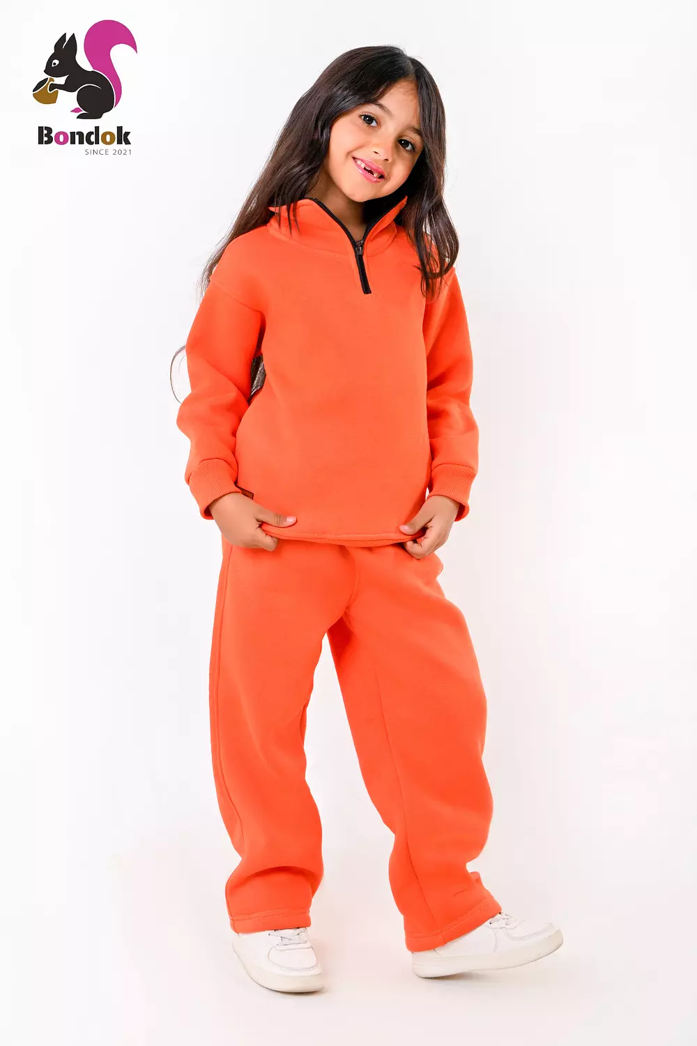 BONDOK Kids Tracksuit Set – Girls¼-Zip Stand-Collar Sweater & Jogger Pants, Comfy Fit – Ages 4–14 13