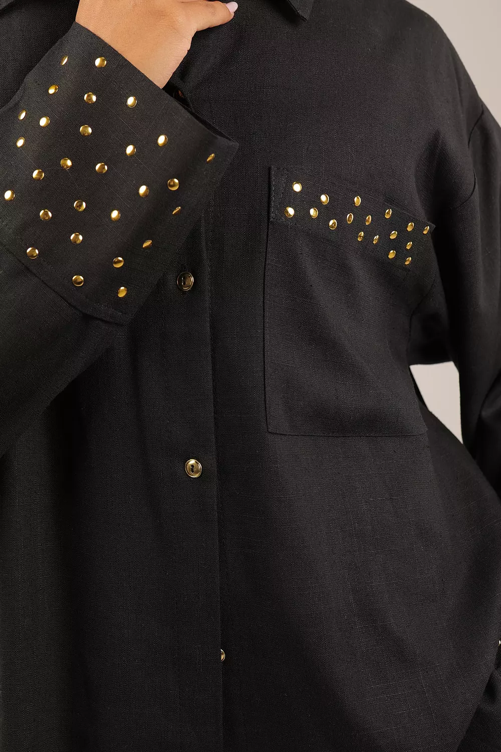 Black Studded linen shirt 7