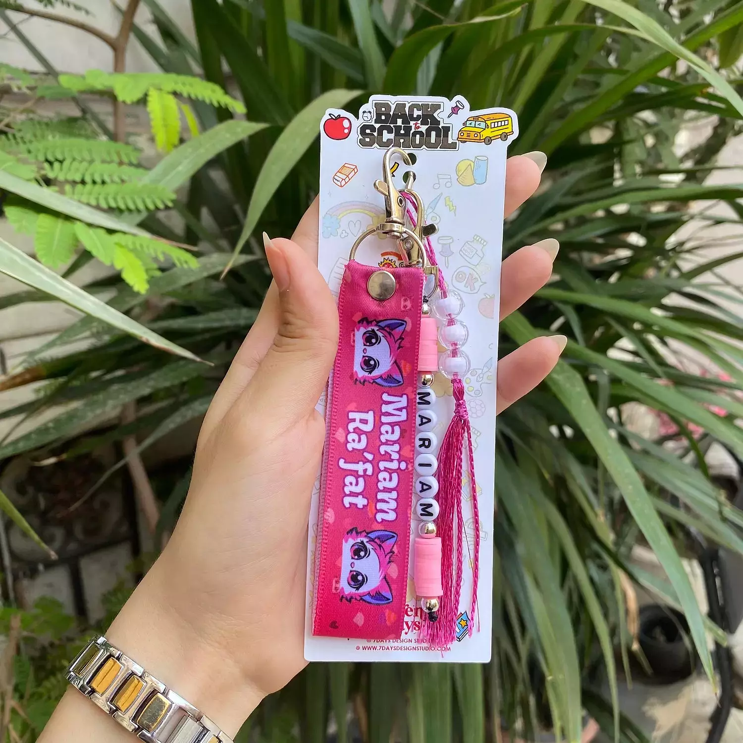 Pink kitty Satin Keychain image