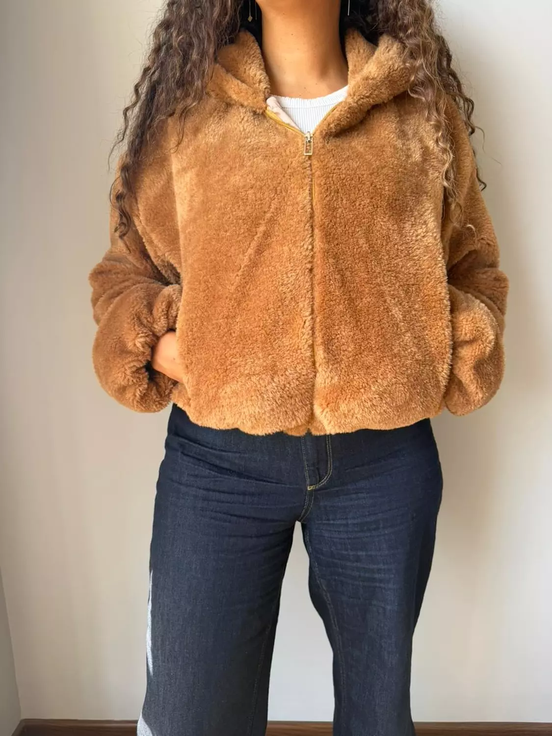 Camel Faux Fur Jacket 3