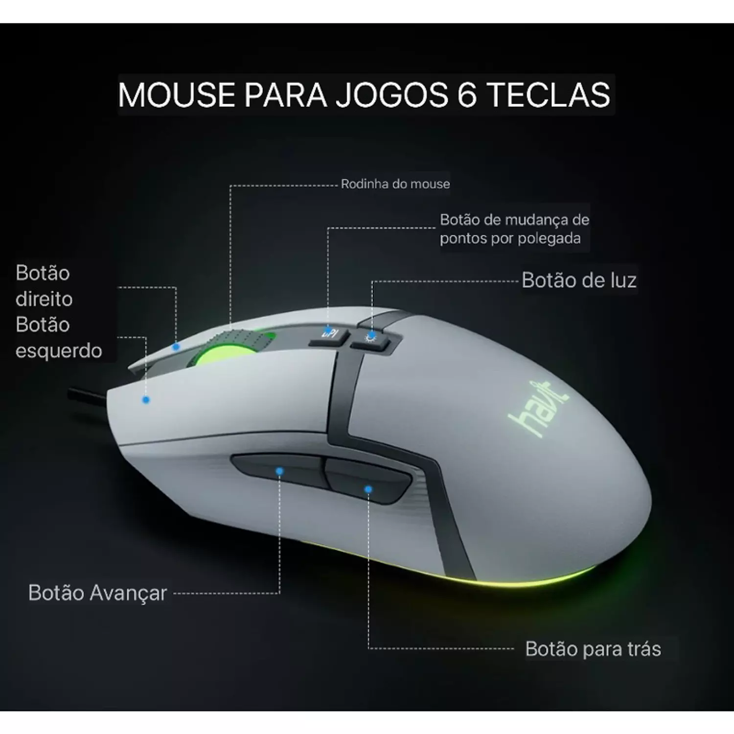 Gaming Mouse Havit MS885 RGB Wired – 6 Buttons, 6400 DPI 5