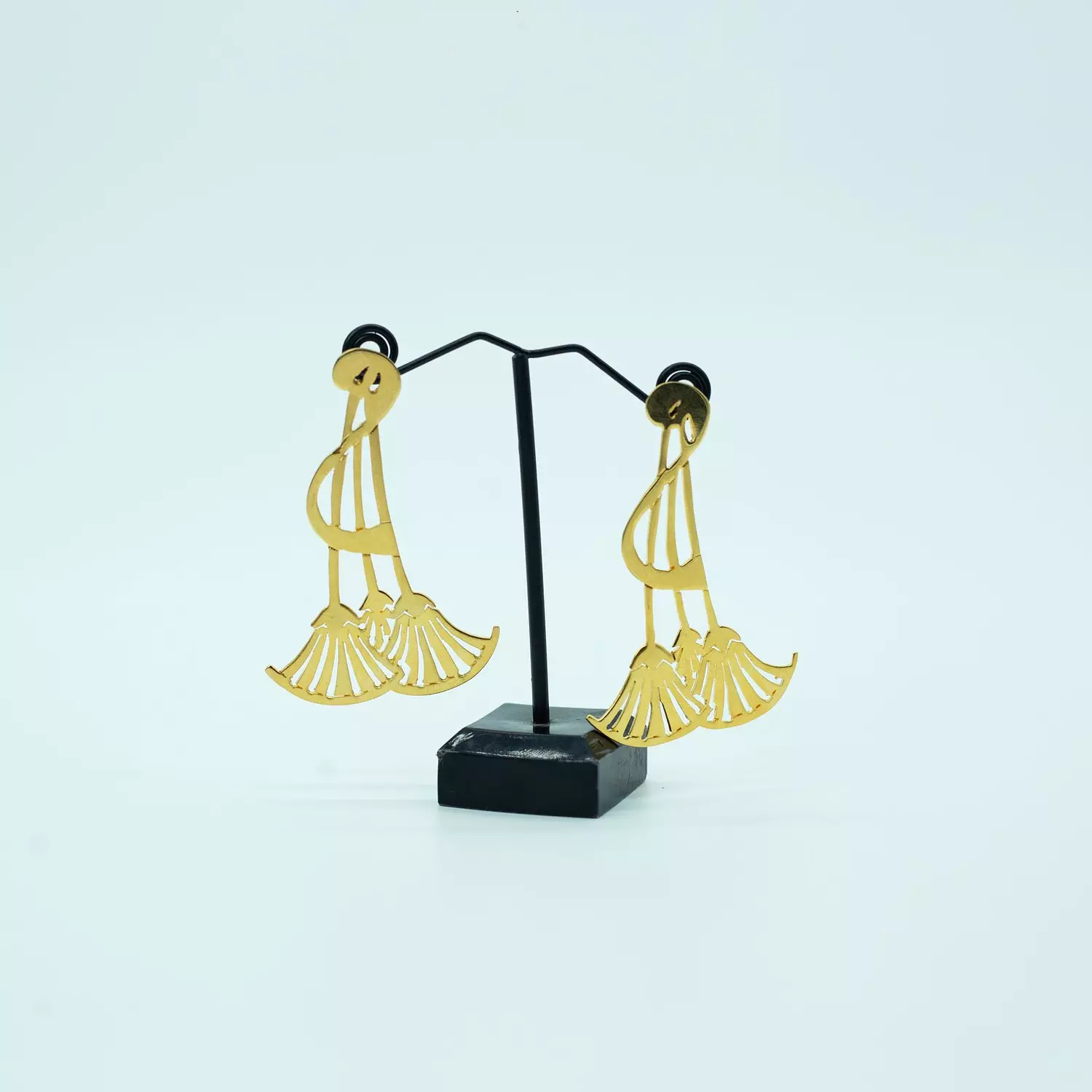 Hand-carved copper earrings, gold and platinum plated, lotus flower 5