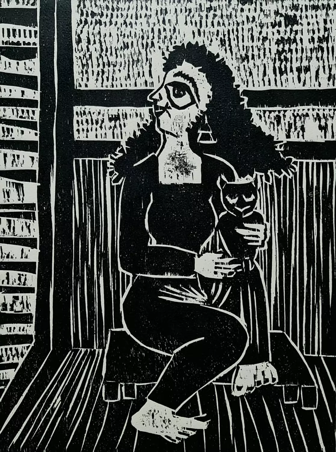 Shereen Gawad- wood cut \ 000229 /50* 40 CM image