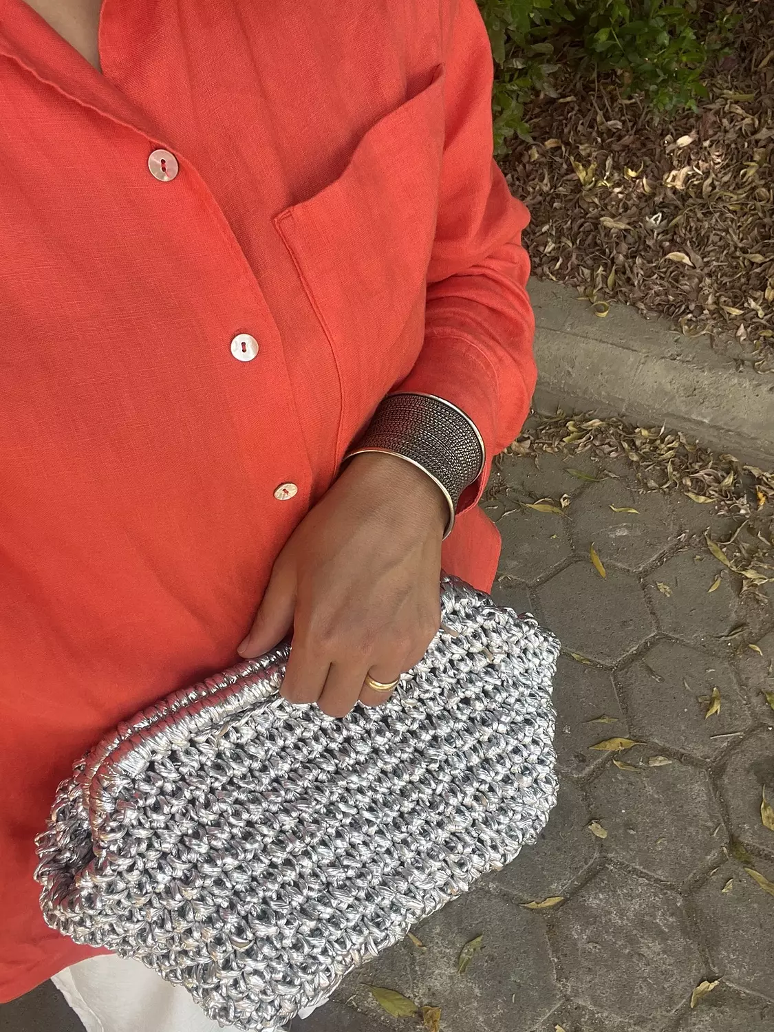 Metallic Raffia Oxidé pouch  4