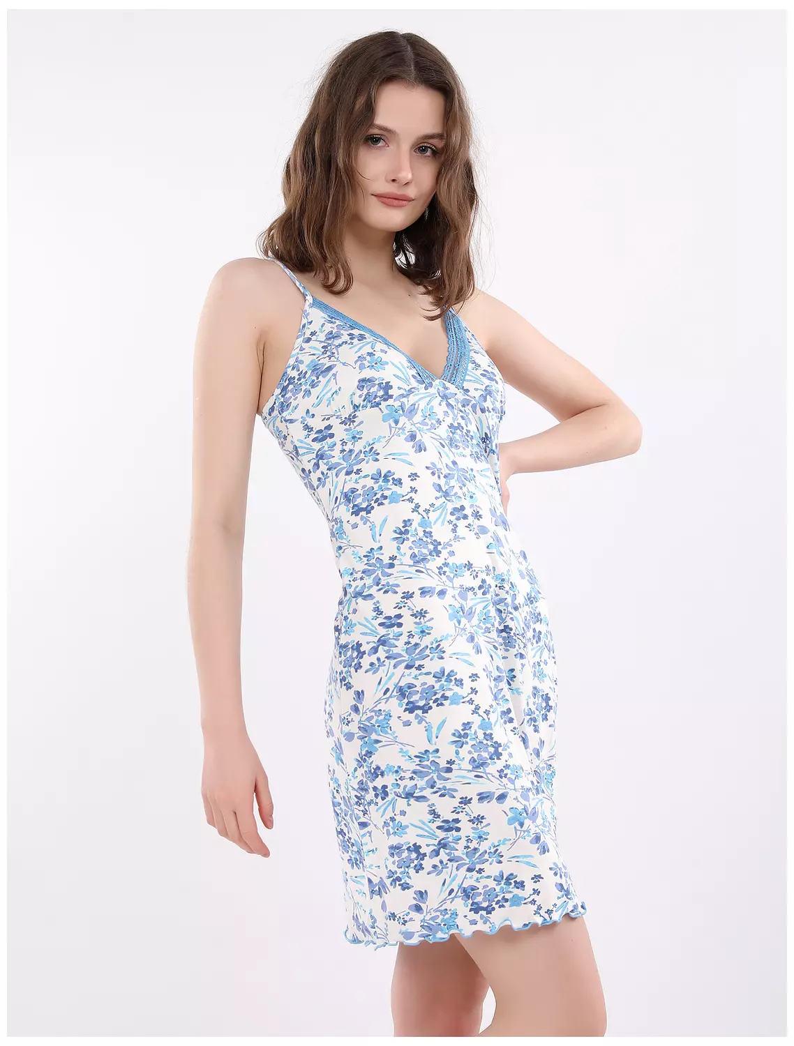 Cherry Blossoms V-neckline Night Dress 8