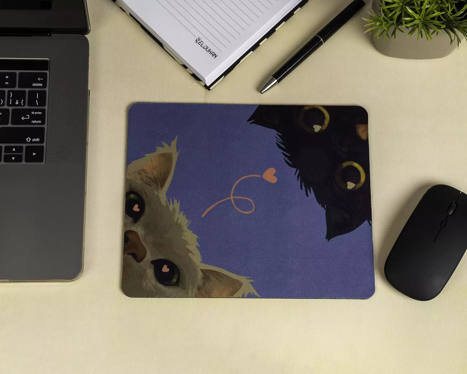 two cats in love mouse pad image