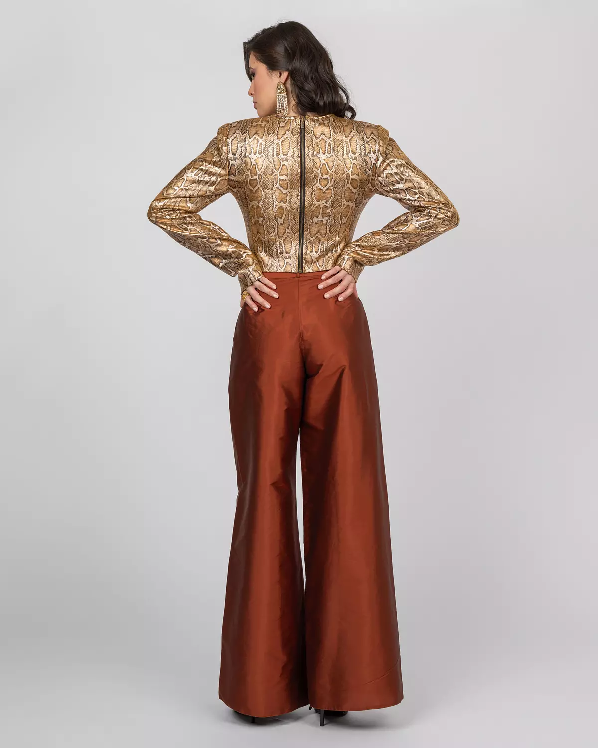 Copper Wide-Leg Trousers 3