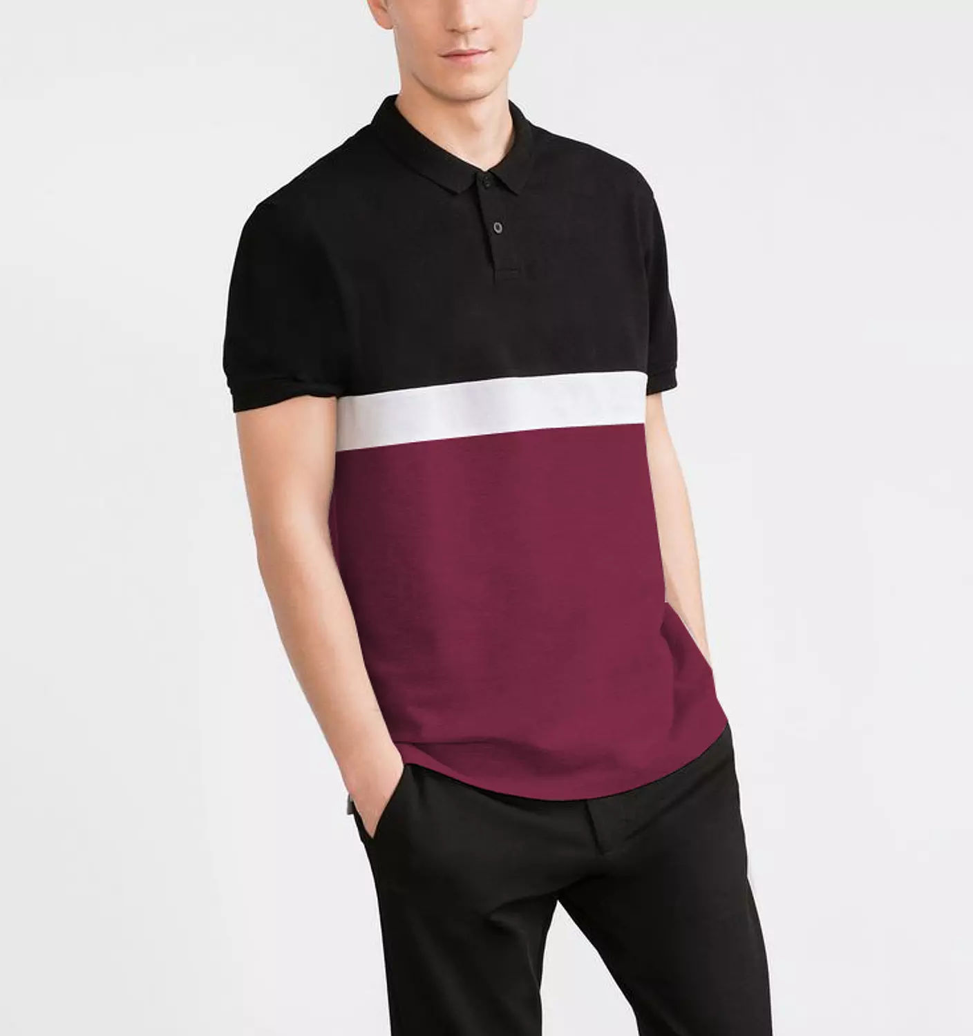 Polo T shirt - Black&Maroon image