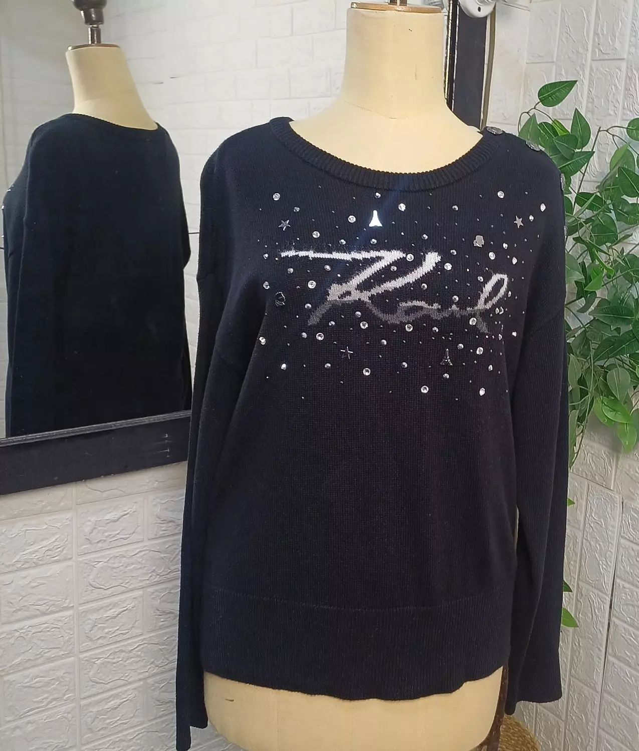 Pullover KARL LAGERFELD _black and silver  hover image