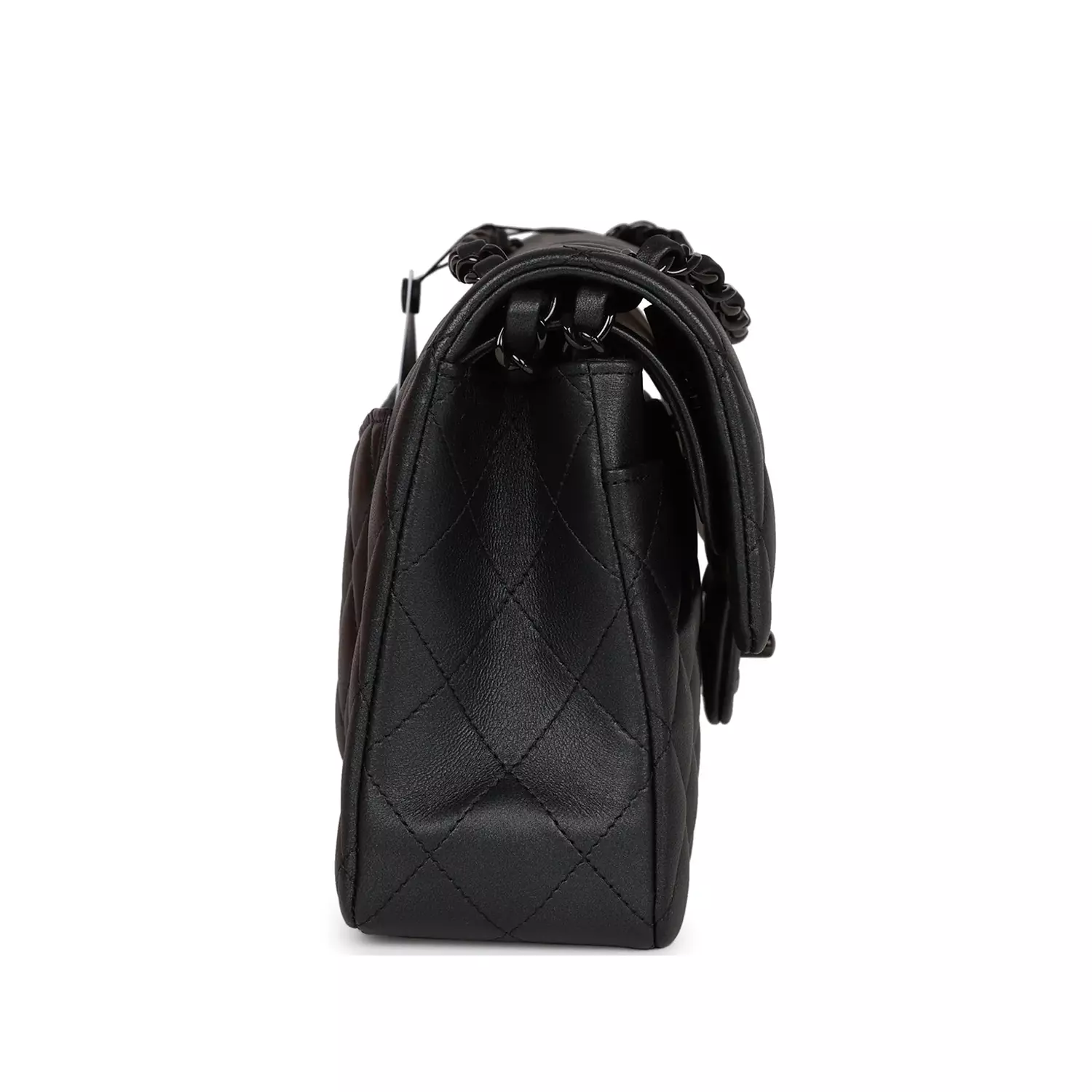 Chanel Small Classic Double Flap Bag in So Black iridescent lambskin with black 2