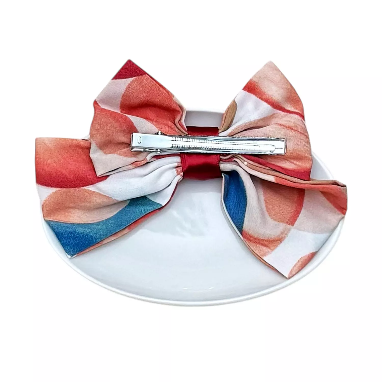 Orange/Red Tropical Bowtie Hair Clip 1