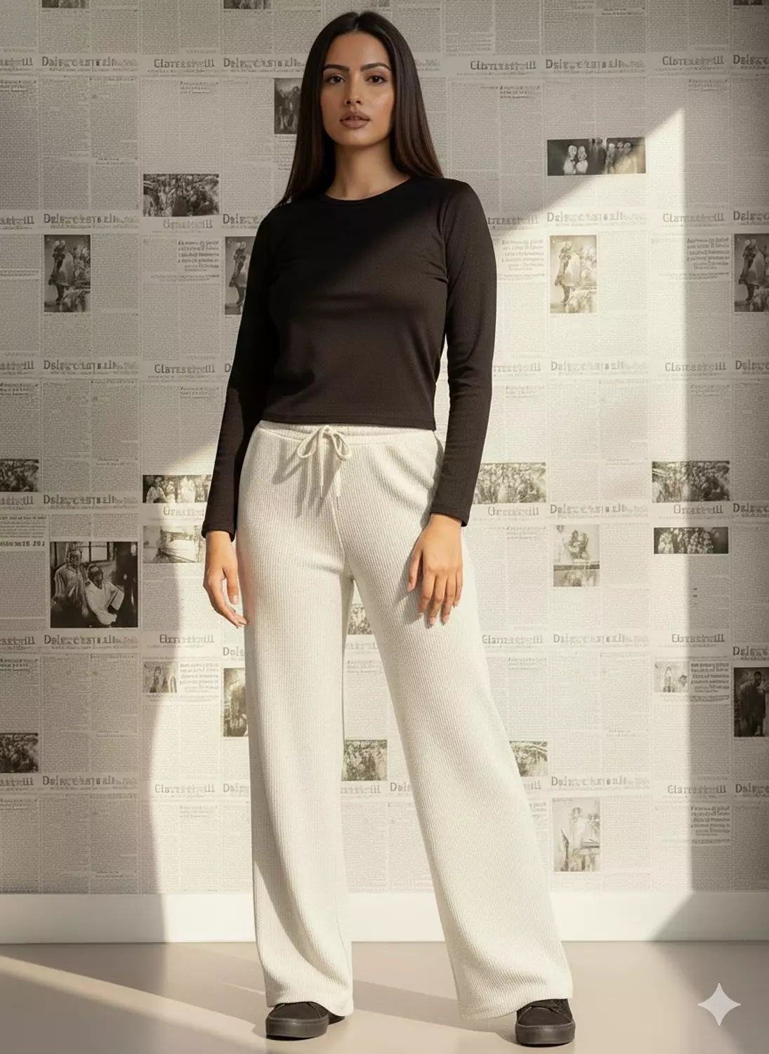 Off White Wool Pants image