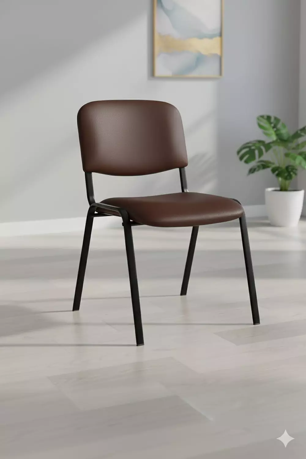 كرسي ايطالي جلد بني9 بدون يد image