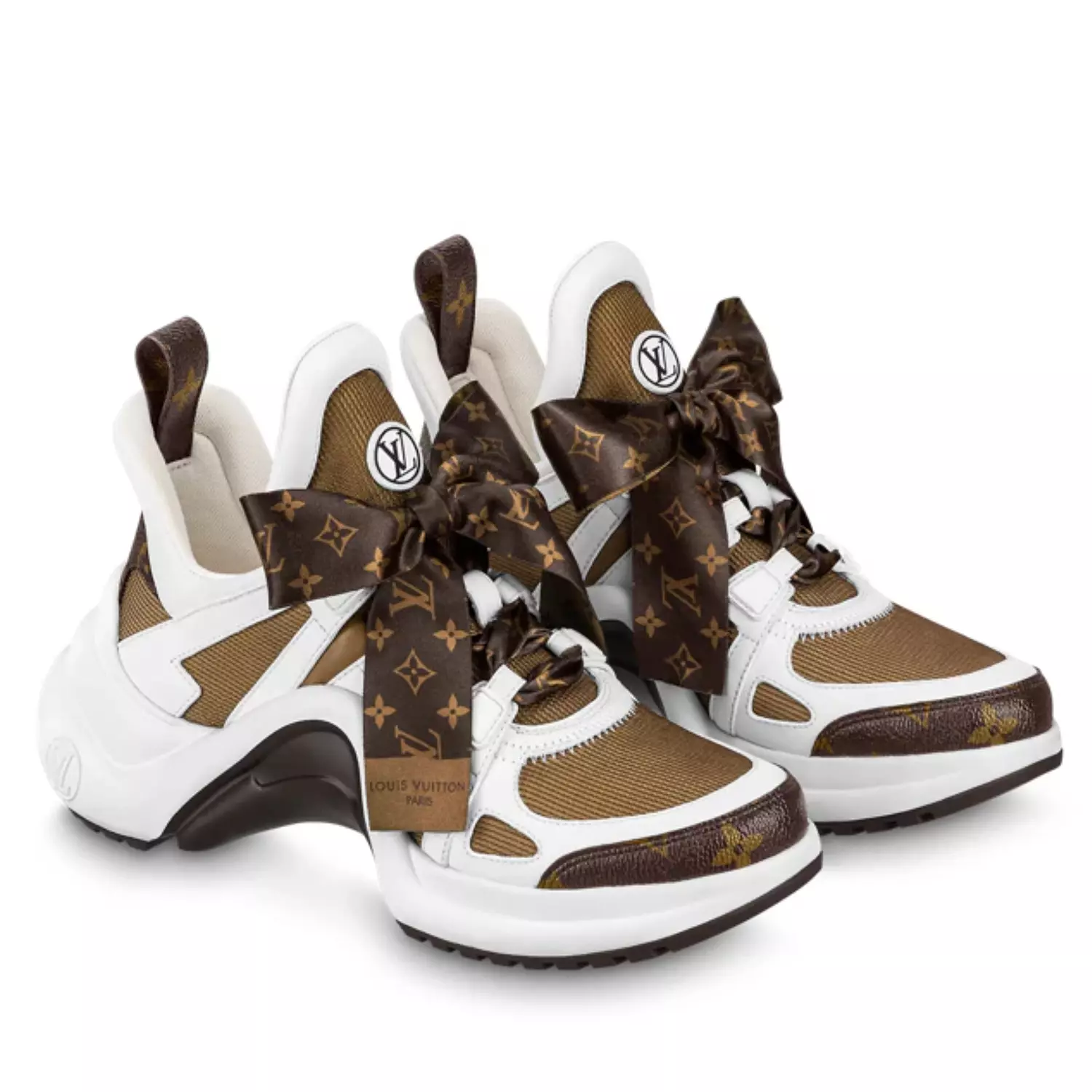 LOUIS VUITTON(WMNS) LOUIS VUITTON Archlight 1.0 Sneakers 'White Brown with Brown Ribbon' image
