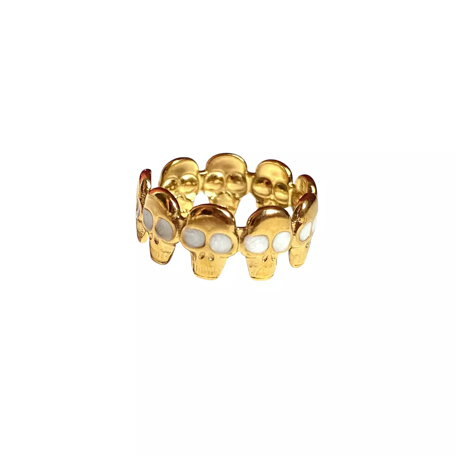 Skull band ring with white details image