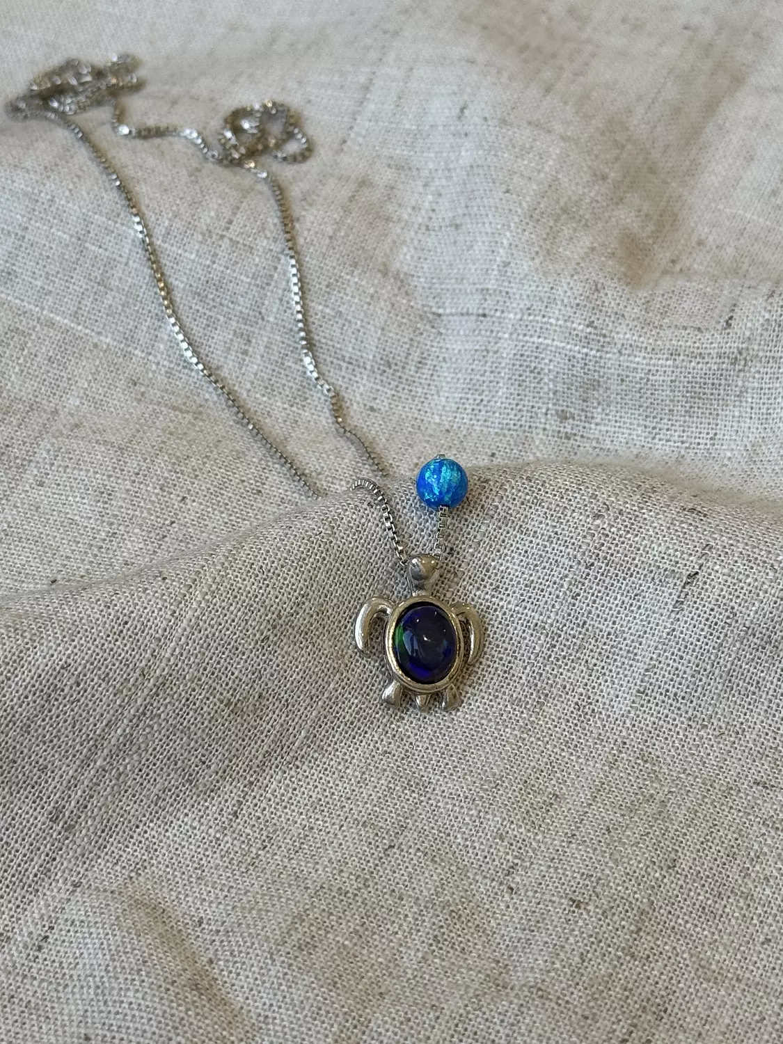 Blue Opal mini Turtle Necklace  image