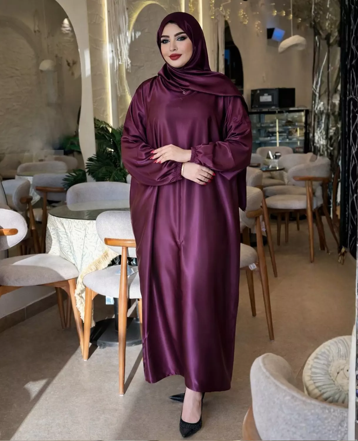 Satin Maxi Isdal with Attached Hijab 15