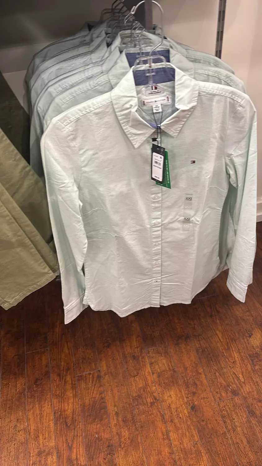 Tommy Hilfiger Women’s Light Green Pinstripe Shirt hover image