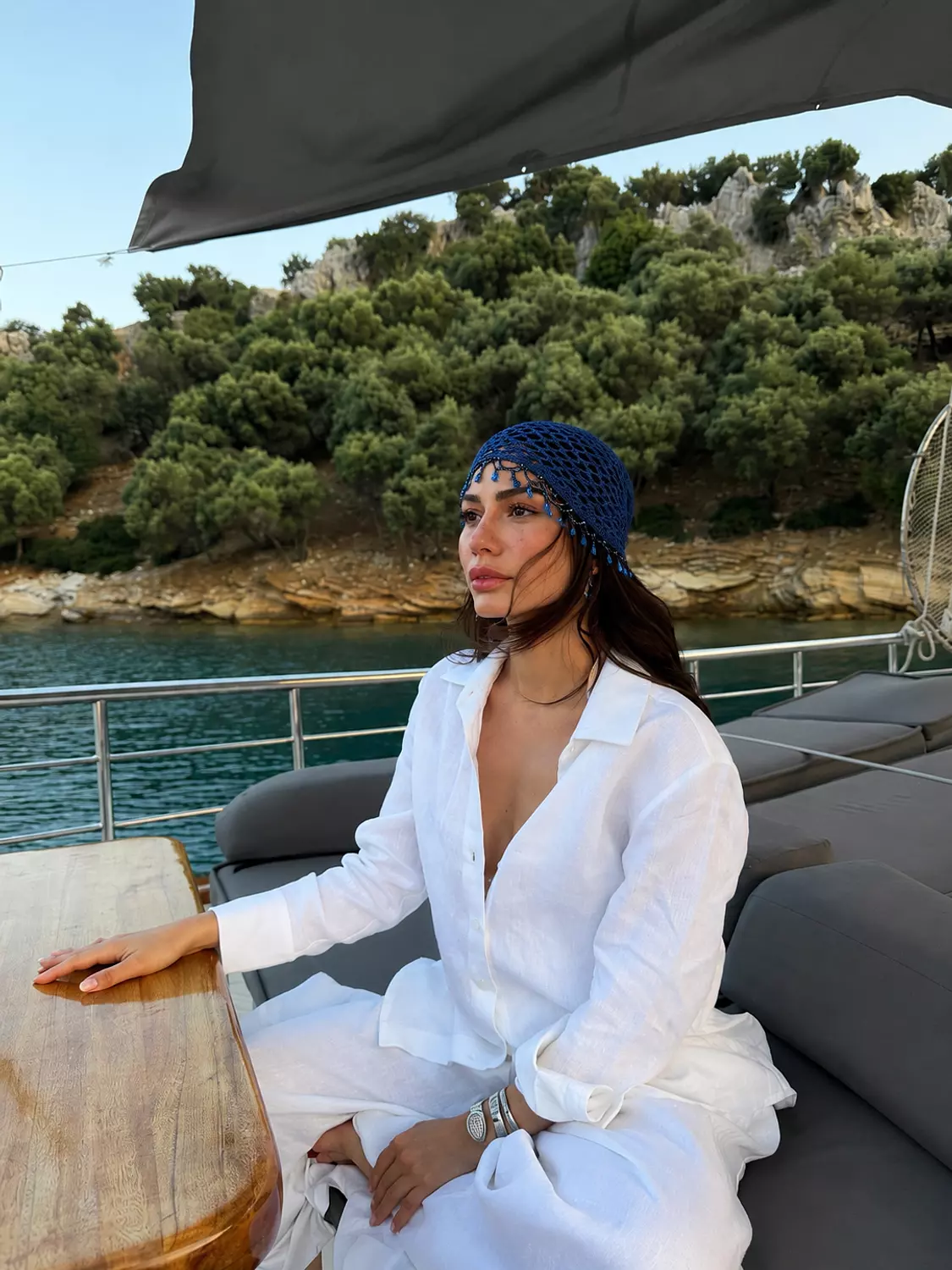 Coastal blue crochet hat image