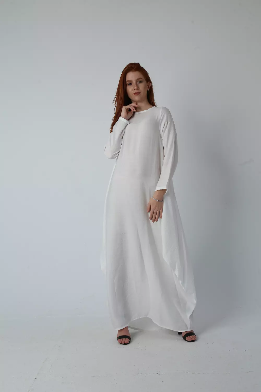 Relaxed Fit Linen Dress - Black image