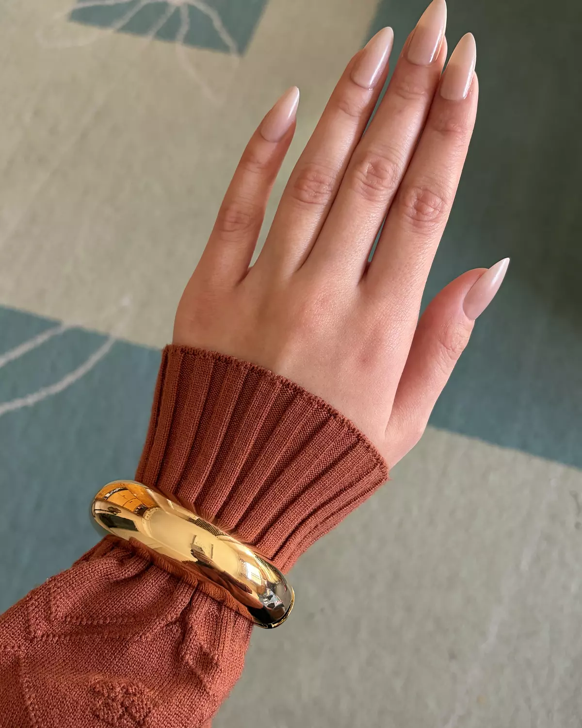 Chunky bangle- medium size - gold  1