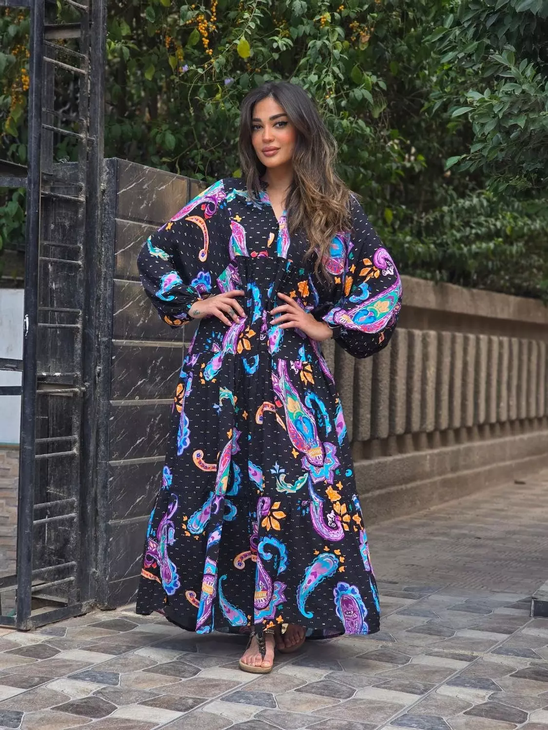 Black multicolour dress with gold shimmer 5