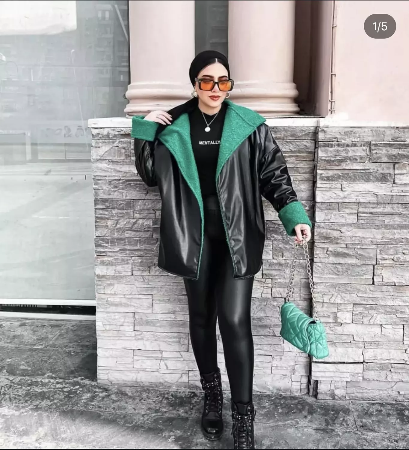 Green leather jacket  3