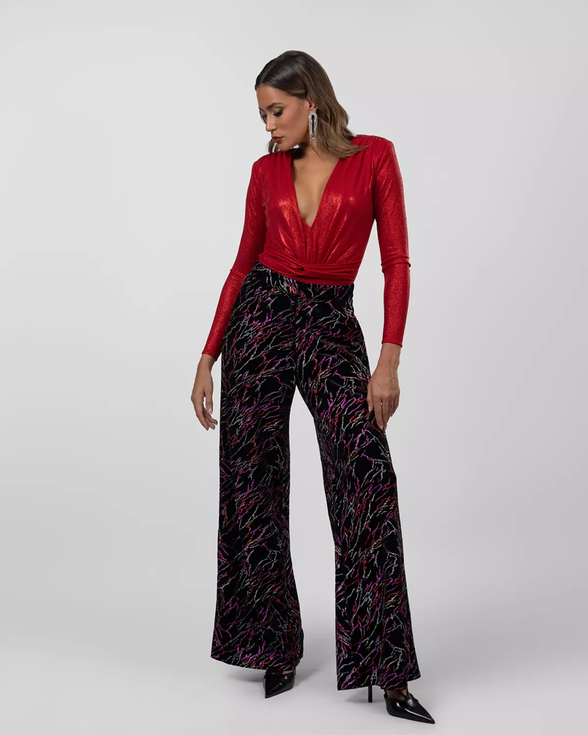 Red Shimmery bodysuit hover image