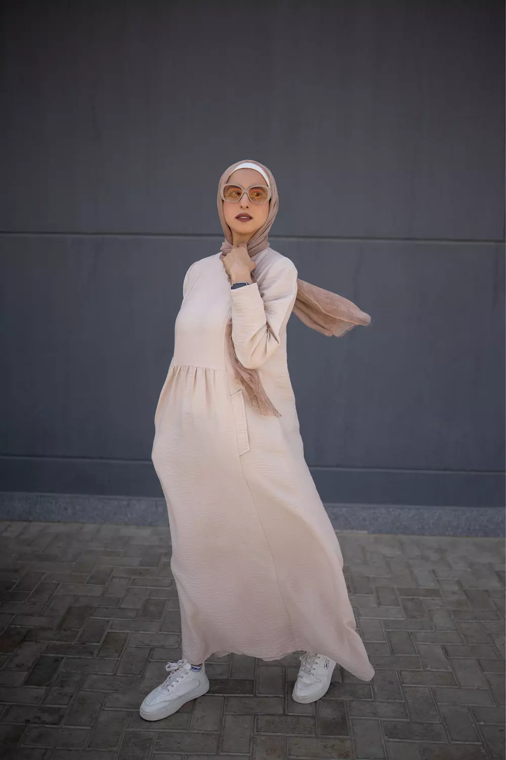 Beige Spanish Linen Flowy Dress