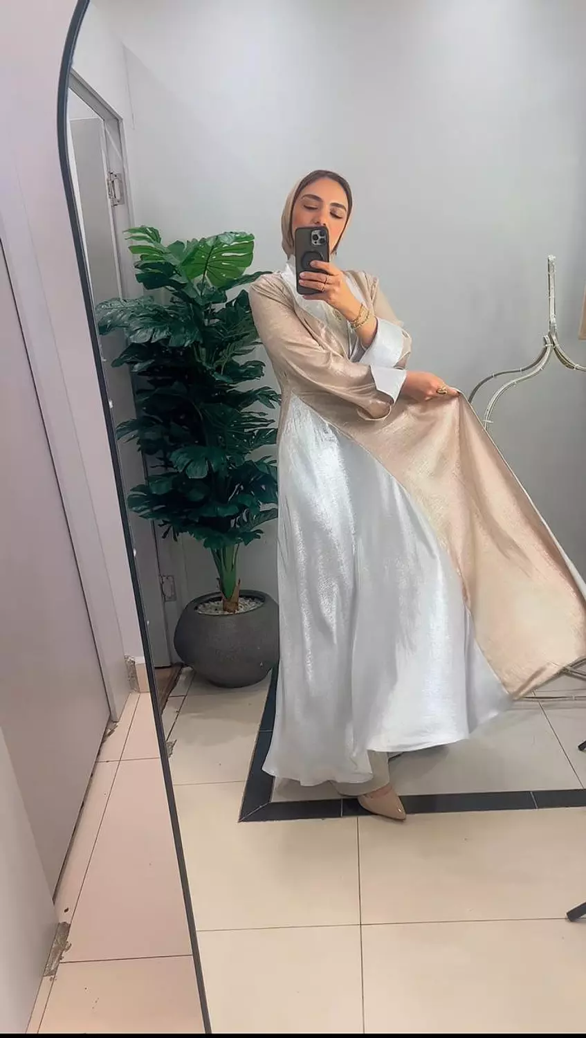 Shimmer satan kaftan silver  4