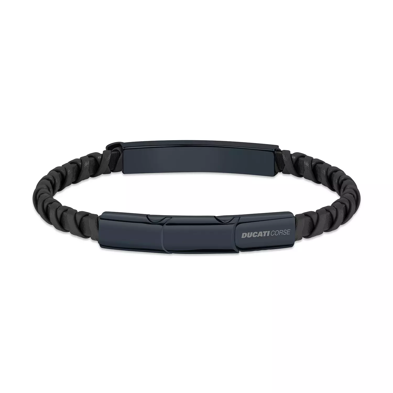 Ducati - DTAGB2137003 - INCROCIO BLACK LEATHER WITH IP BLUE BRACELET 1