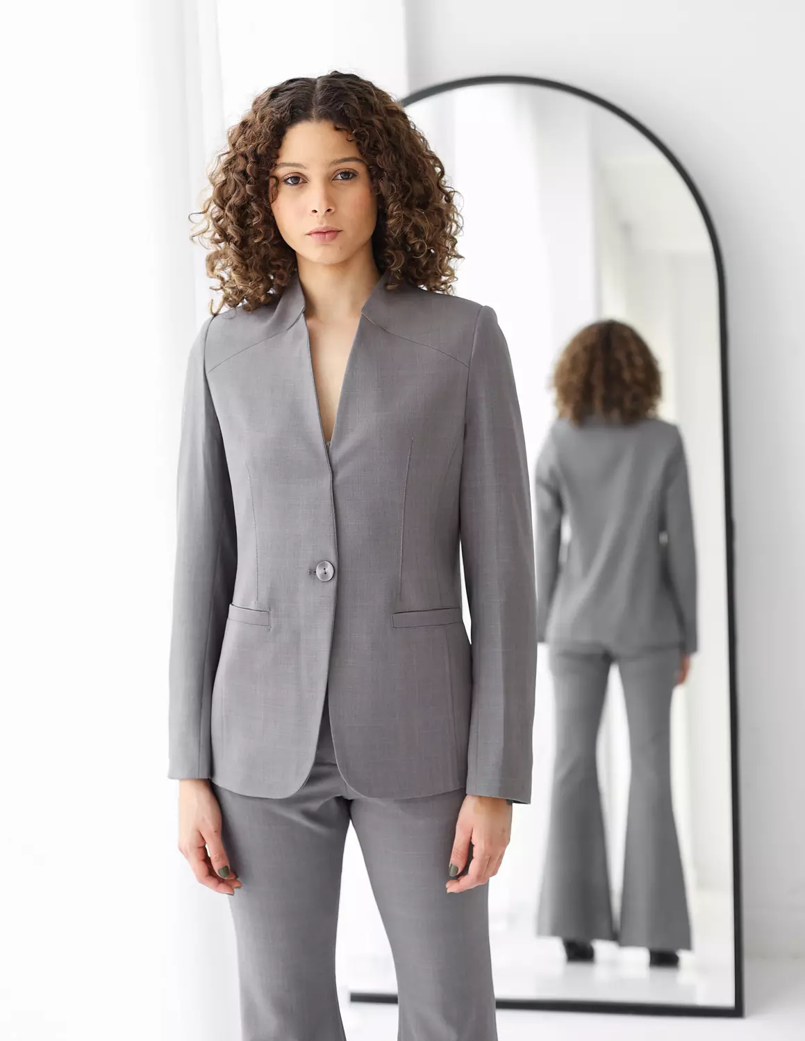 Gray Breeze collarless blazer image